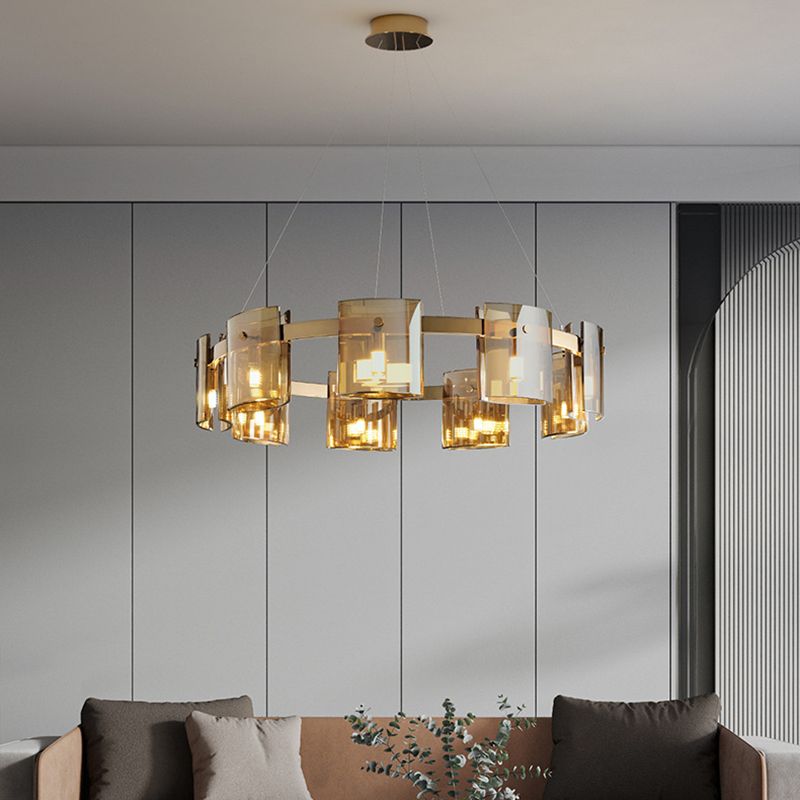 Modern Style Chandelier Light Glass Metal Pendant Light for Living Room