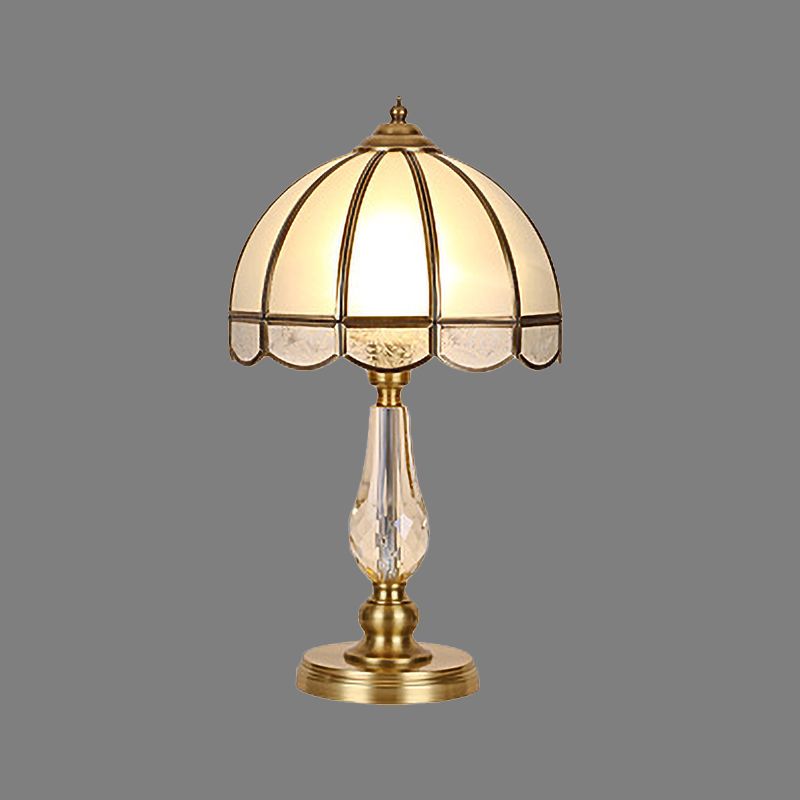 Contemporary 1 Bulb Table Light Gold Umbrella Small Desk Lamp with Frosted Glass Shade