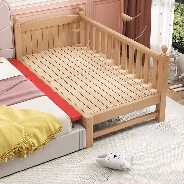 Glam Style Beech Wood Nursery Bed with Mattress and Guardrail