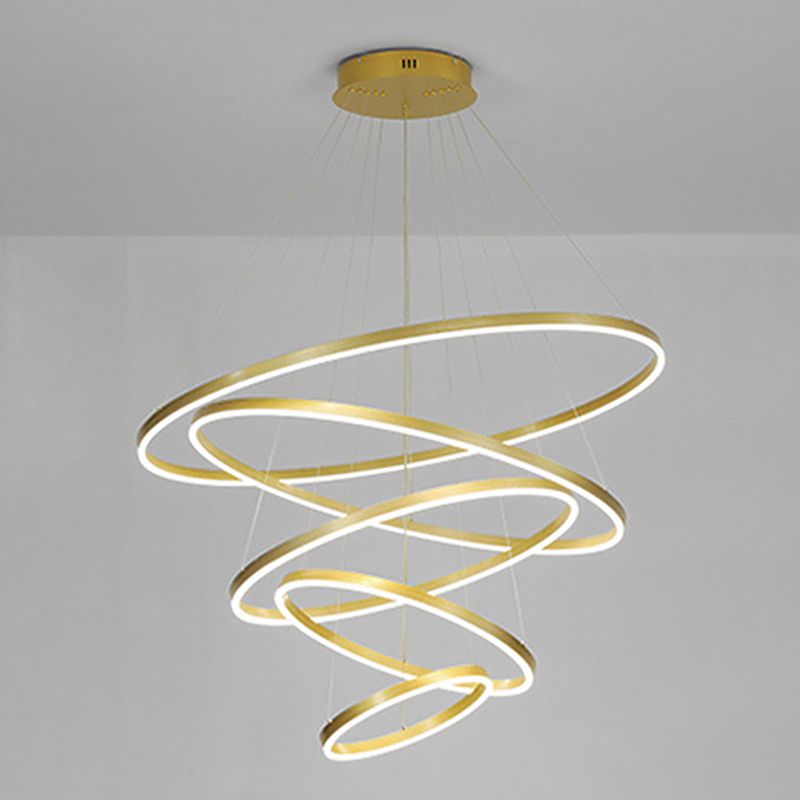 LED LED LED Chandelier Pendant Light Simplicity Chandelier Lightture avec cercles Metal Shade