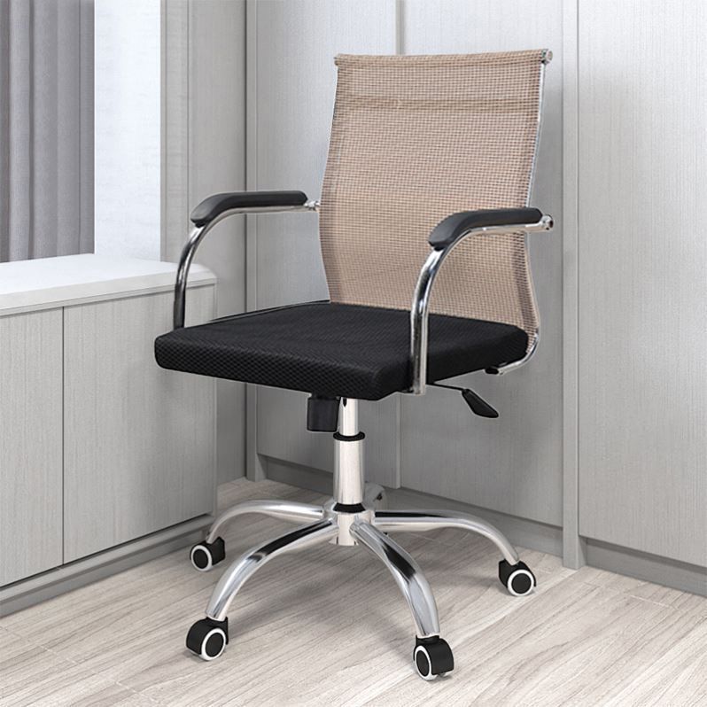 Modern Arms Included Chair with Wheels Mid-Back Mesh Desk Chair