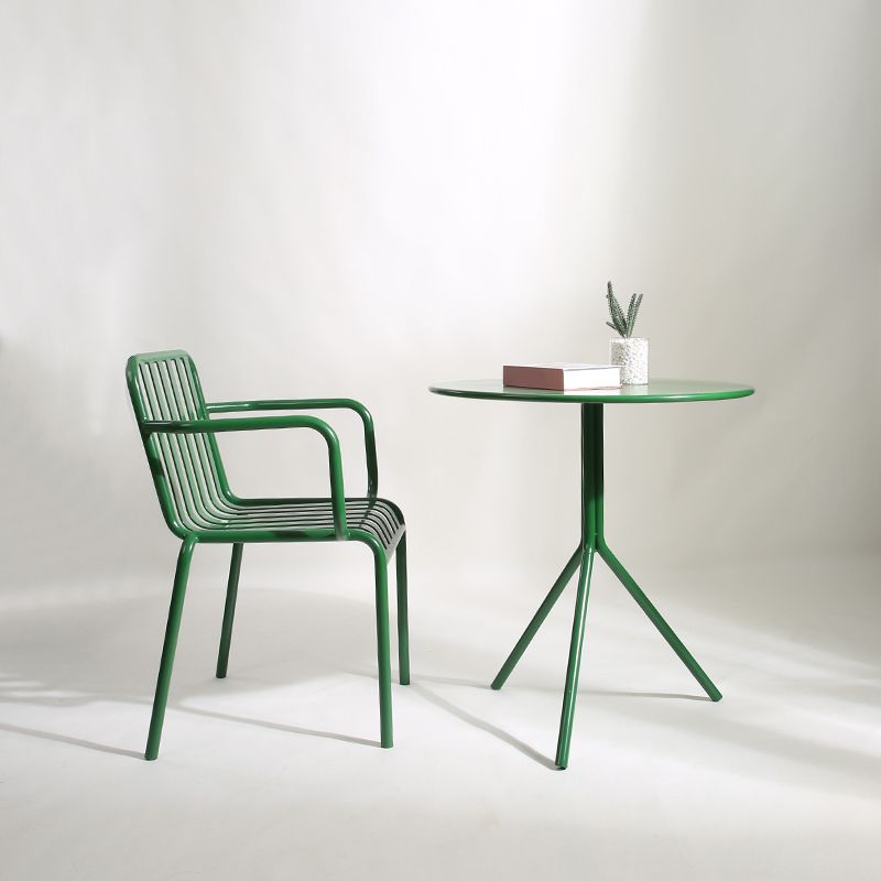 Green Stacking Outdoors Dining Chairs Modern Metal Patio Dining Chair