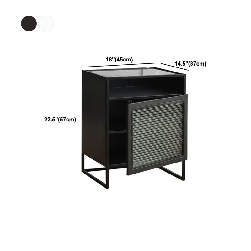 Metal Bed Nightstand Contemporary Accent Table Nightstand with Cabinets