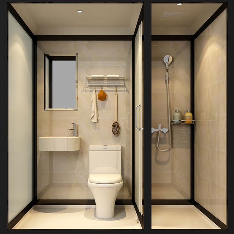 Contemporary Framed Shower Stall Frosted Shower Stall with Ceiling