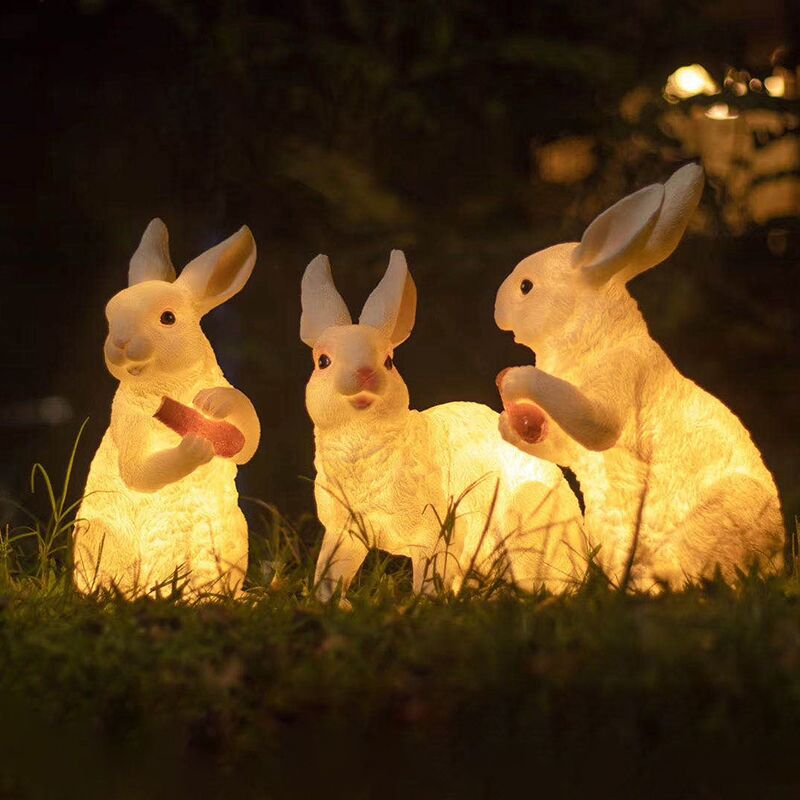 1 Piece Rabbit LED Lawn Light Minimalist Resin Courtyard Solar Ground Light in White