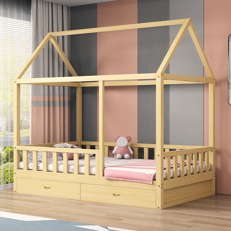 Standard Size Solid Wood Nursery Bed Modern Nursery Crib in Light Wood