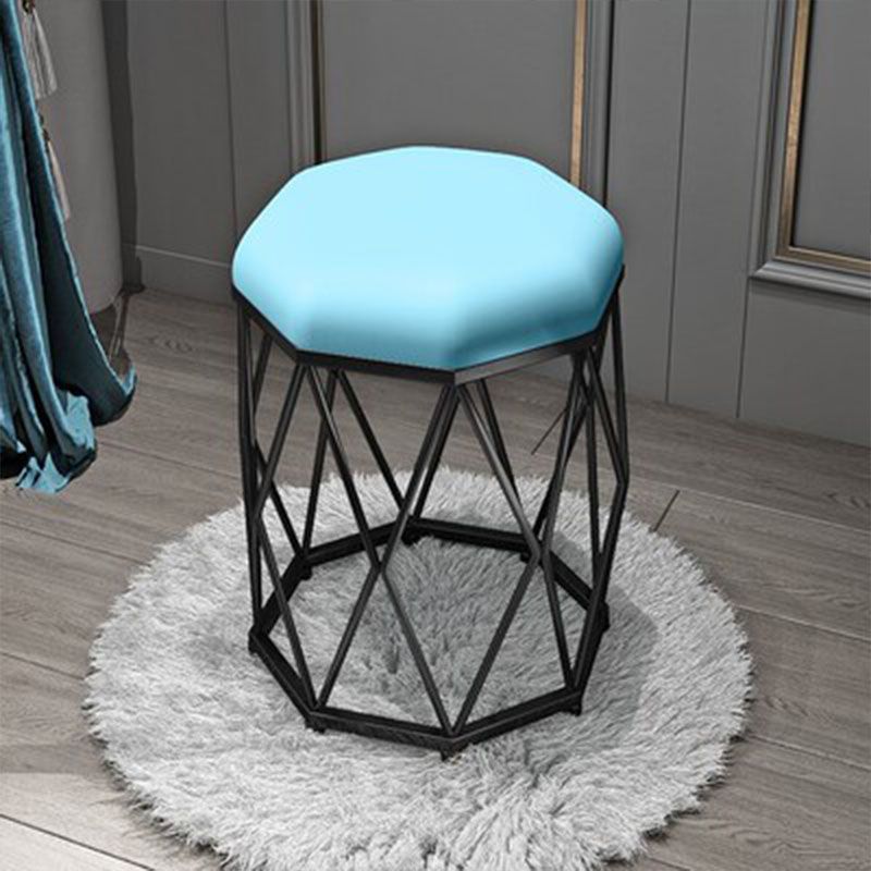 Glam Ottoman Velvet Tear Resistant Solid Color Round Ottoman with Metal Legs