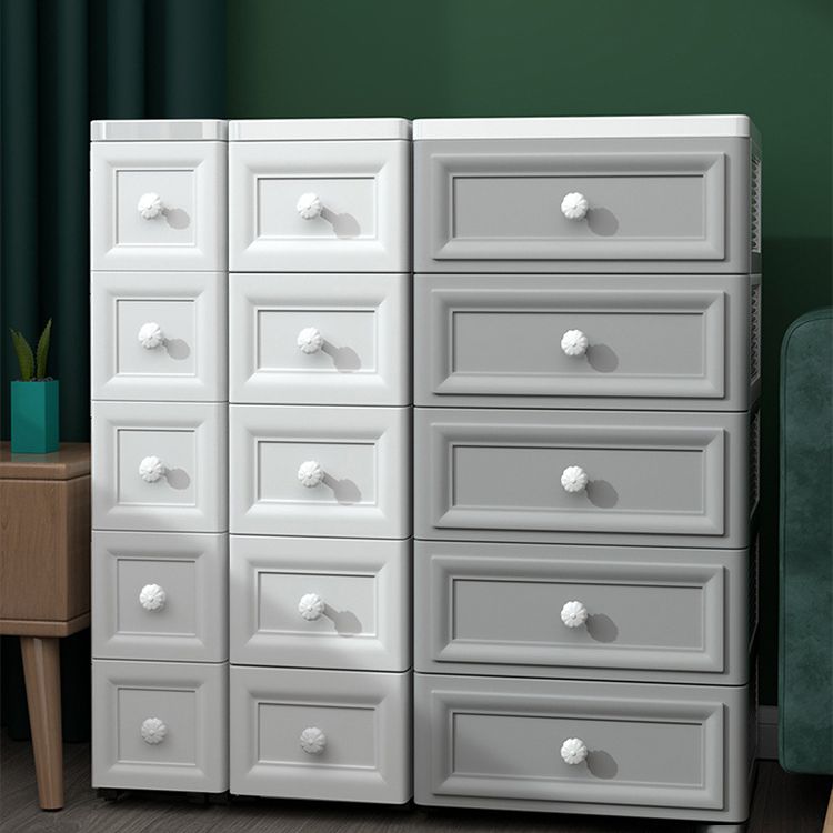 Modern Nursery Dresser Plastic Chest Kids Nightstand with 5 Drawers