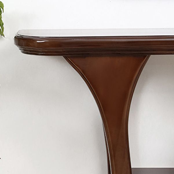 33.46" Tall Half Moon Accent Table Solid Wood Console Table for Hall