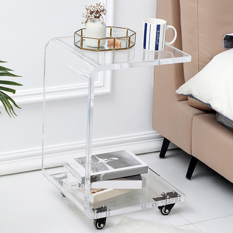 Acrylic Night Table Modern Style Minimalist Bedside Table with Pulleys