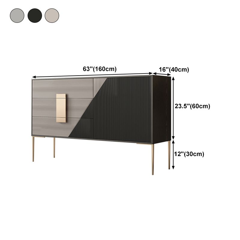 3-Drawer Oak Wood Sideboard Glam Cabinets Credenza for Living Room