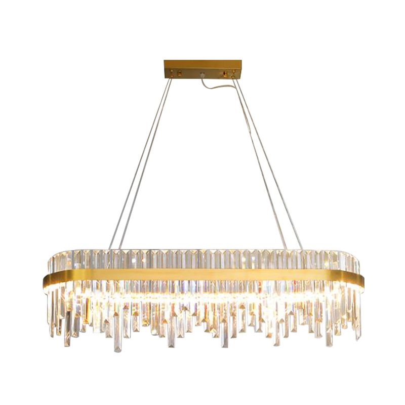 1-Tier Chandelier Lamp Modernist Crystal LED Gold Ceiling Pendant Light for Dining Room