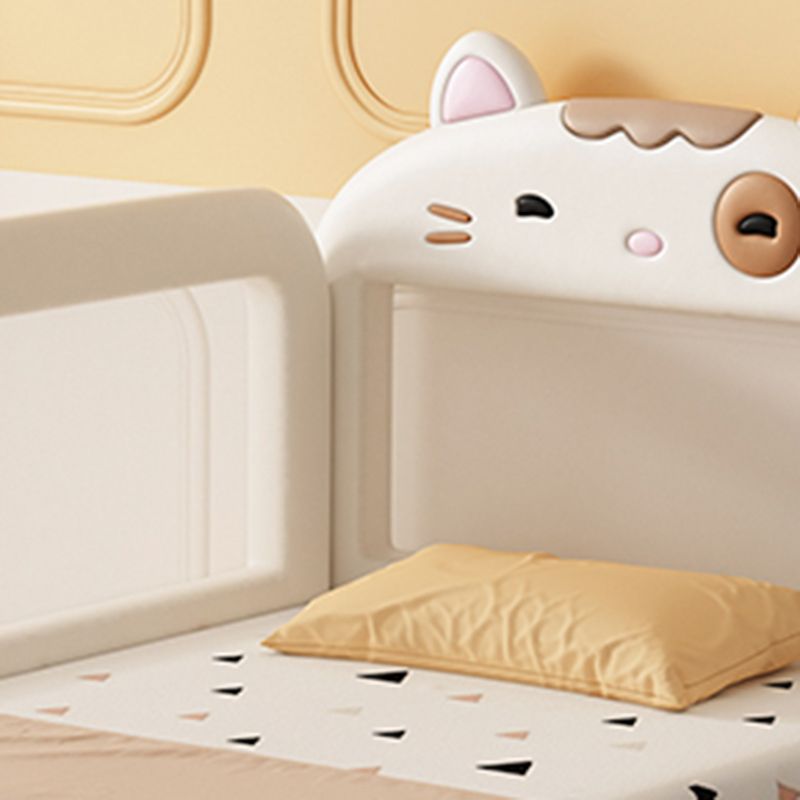 Solid Wood Twin Size Kids Bed Modern White Cat Bed Frame with Mattress