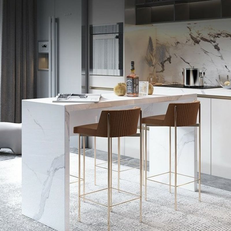 Contemporary Wooden Counter Table with Double Pedestal in White