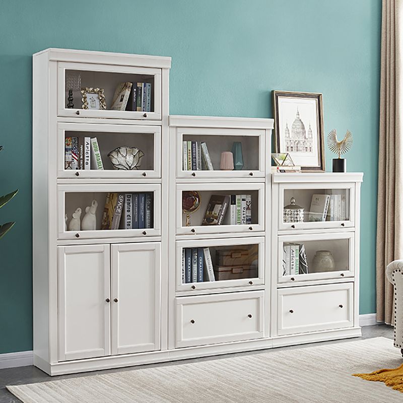 Wood Standard Bookshelf Contemporary Closed Back Bookcase with Drawers