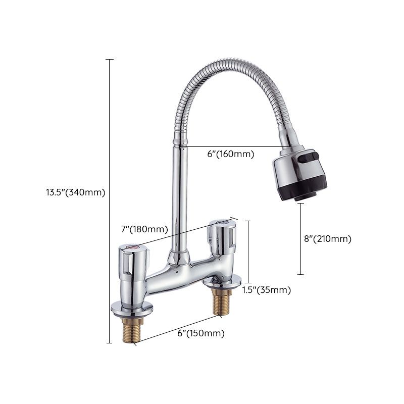 Modern Pre-Rinse Kitchen Faucet Brass Knob Handle Swivel Spout Kitchen Sink Faucet