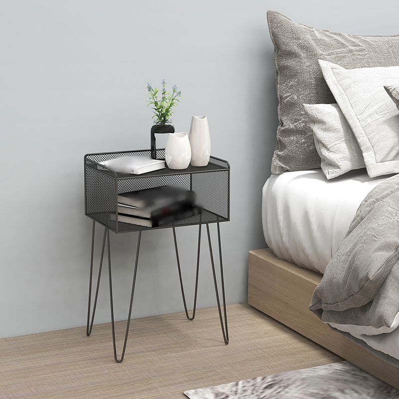 Metal Modern Nightstand Open Storage Shelves Included Bed Nightstand with Legs