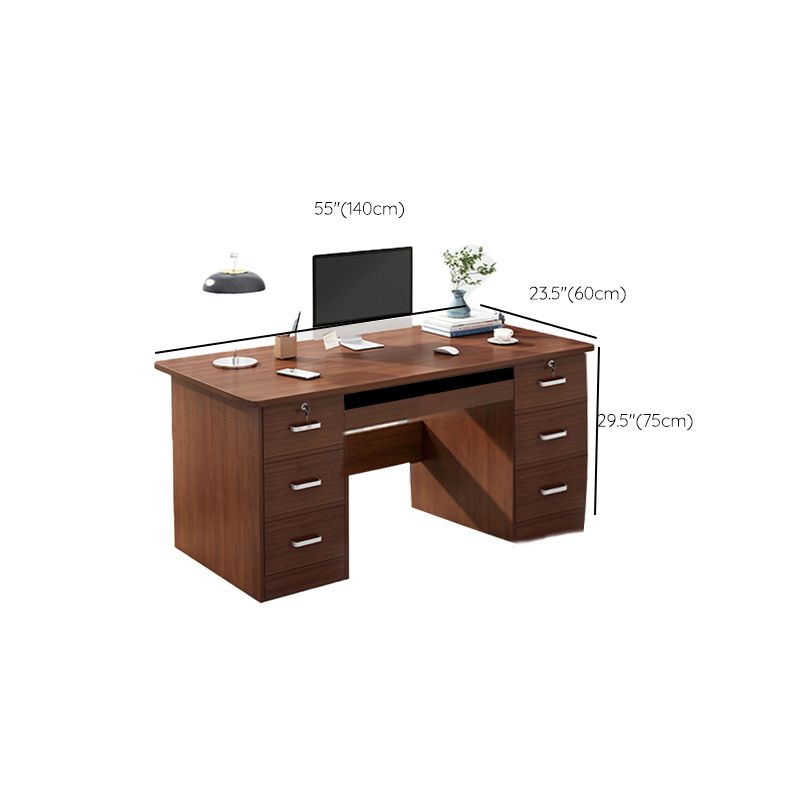 Engineered Wood Writing Desk Modern Executive Desk with Drawers