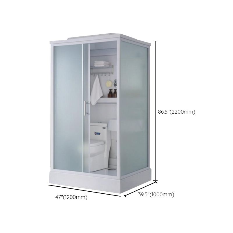 Contemporary Shower Enclosure Frosted Rectangle Shower Enclosure in White