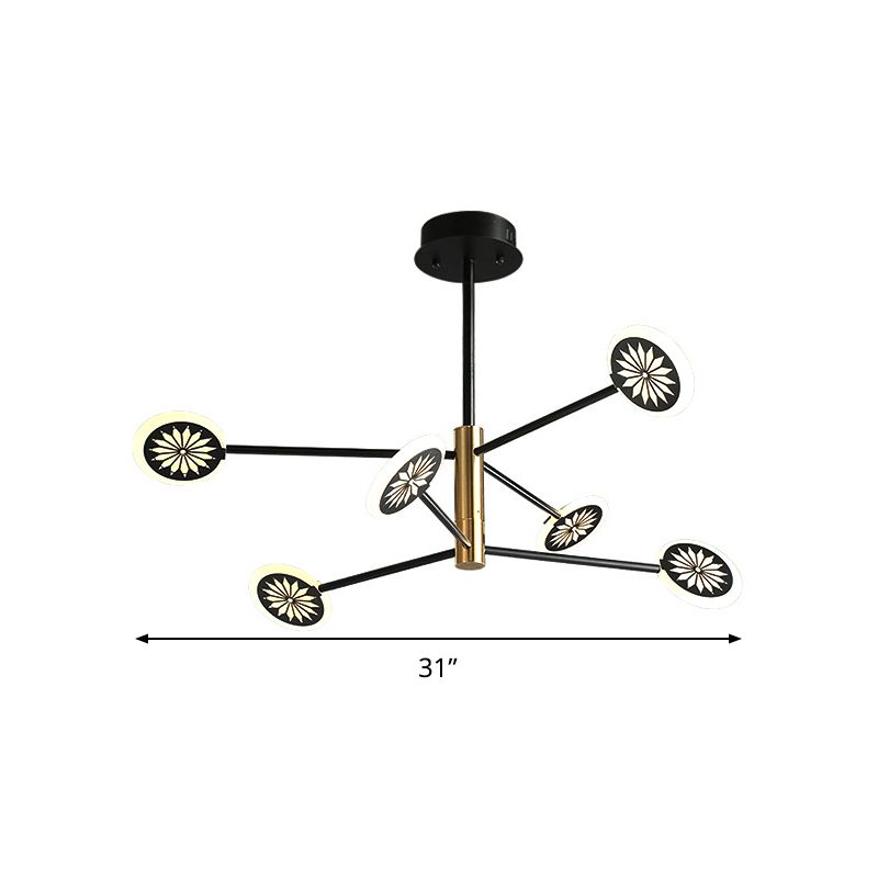 Sputnik Metal Candant Light Contemporary 6/8 Heads Black sospeso lampadario Luce per soggiorno