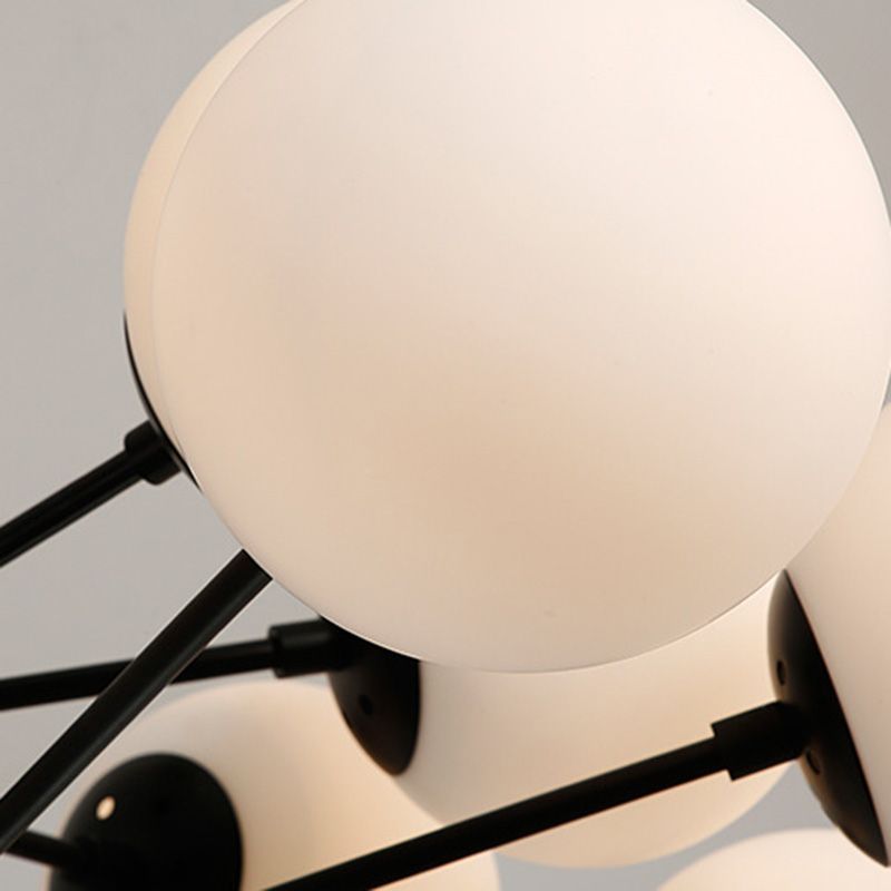 Milk Glass Black Ceiling Pendant Chandelier Globe Industrial Multi Lights Chandelier Lights