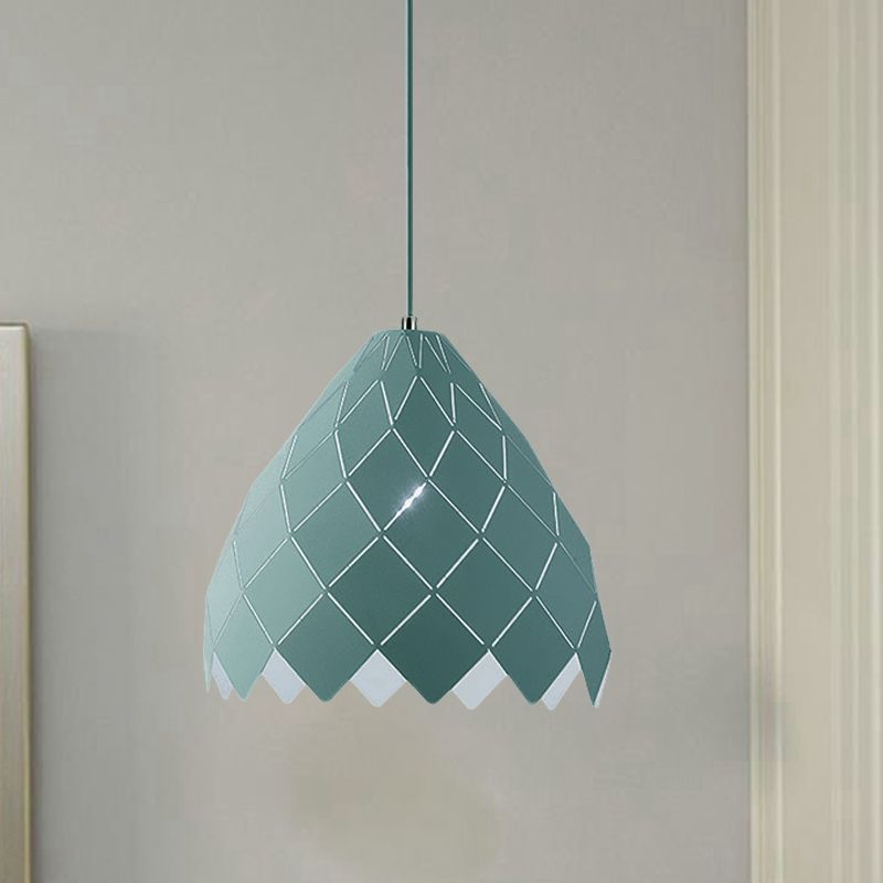 Geometric Splicing Pendant Light Fixture Nordic Metal 1 Light Pink/Yellow/Green Hanging Light Kit