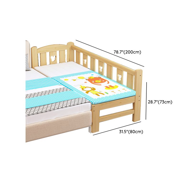 Glam Baby Crib with Mattress Washed Natural Wood with Guardrail Nursery Bed