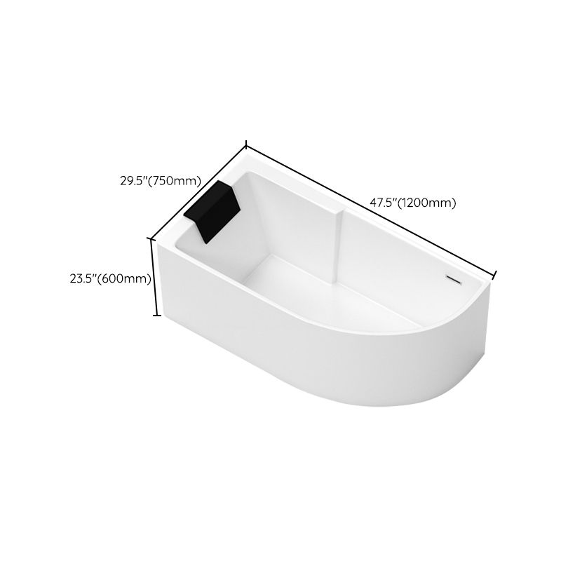 Corner Modern Acrylic Bathtub Soaking White Back to Wall Bath