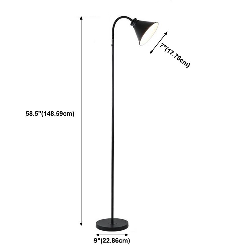 Eisen konische Stehlampe Makkaronstil 1-Licht-Stand-up-Lampe mit flexibles Arm