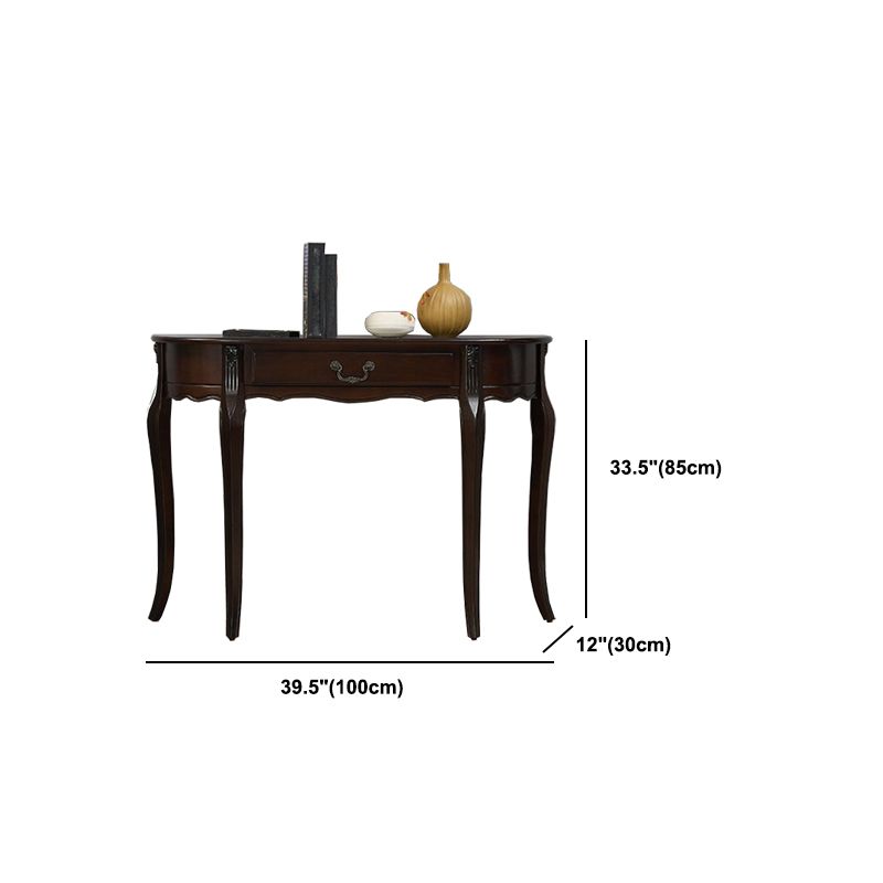 Half Moon 4 Legs Mid-Century Modern Console Table in Black/brown