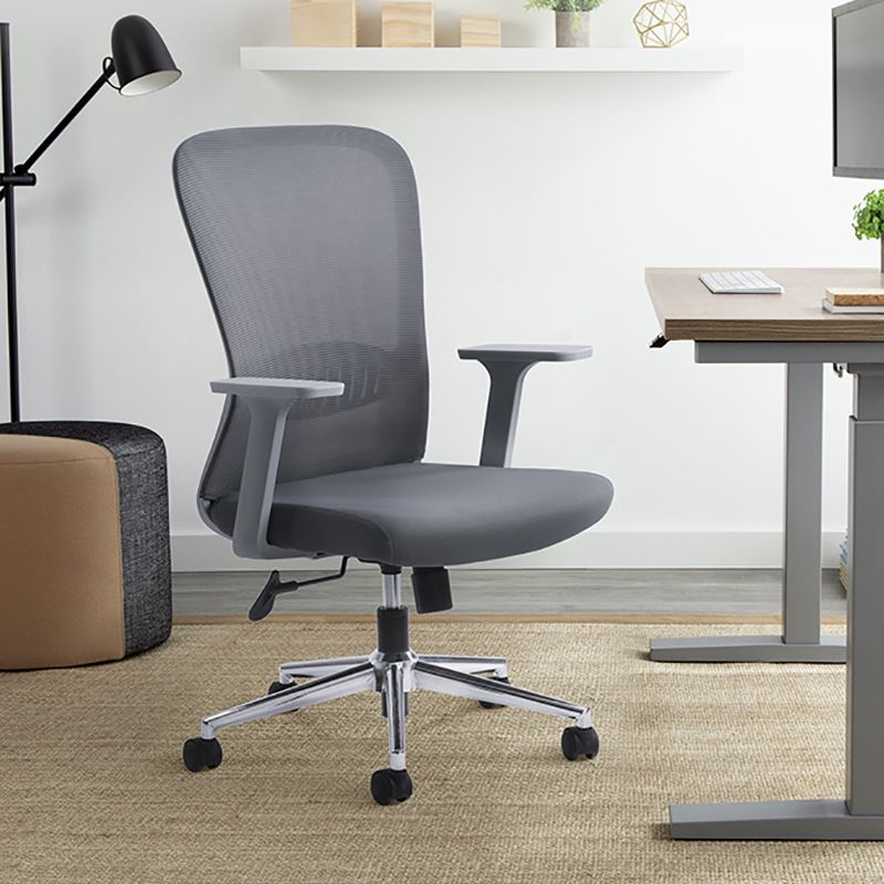 Fixed Arms Office Chair Upholstered No Distressing Modern Desk Chair