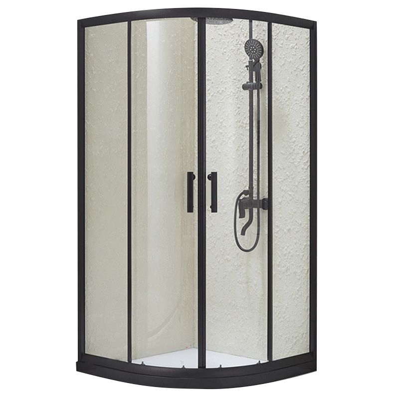 Tempered Shower Bath Door Double Sliding Shower Doors in Black