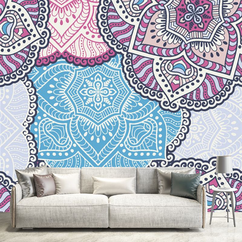 Bohemia Petals Patterned Wall Murals Blue-Purple Abstract Wall Covering for Home