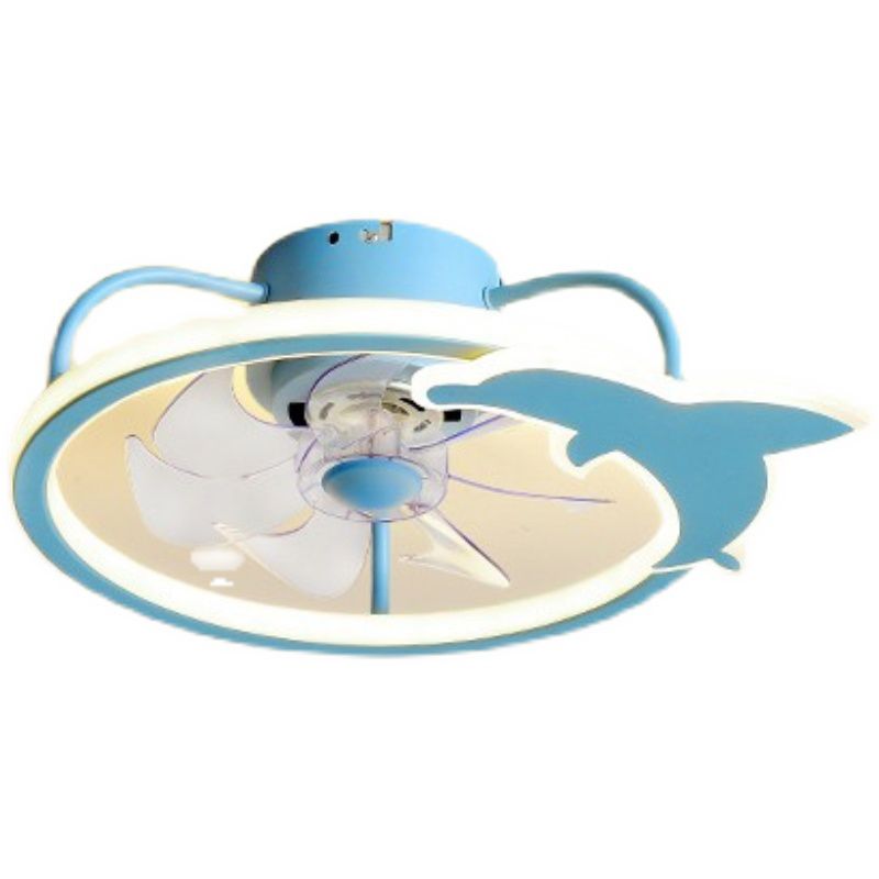 Children Style Ceiling Fan Light 1-Light LED Ceiling Mount Light with Plastic for Bedroom