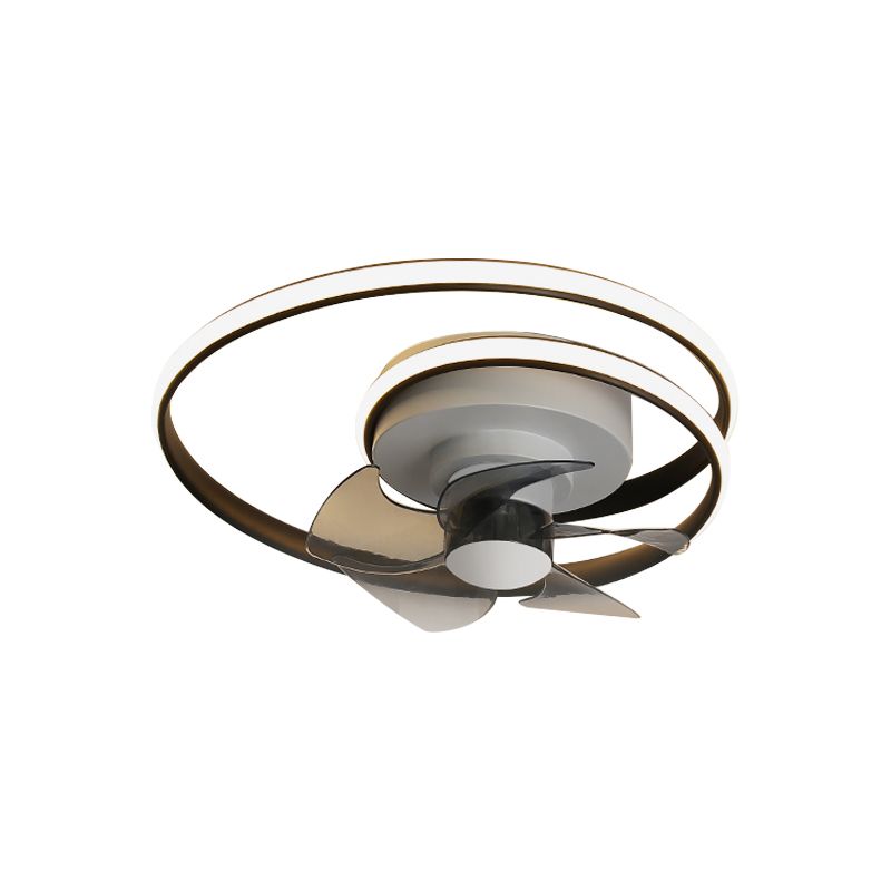 Éclairage de ventilateur de cercle en spirale simple acrylique 18 "W LED LEMPERS LIGHT DIMMURAT EN NOIR ET BLANC / NOIR ET OR, 5 lames