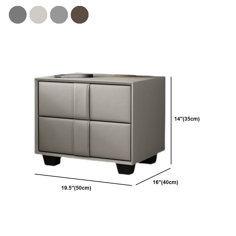 Modern Style with Two Drawer Grey/off-white/brown/leather Nightstand