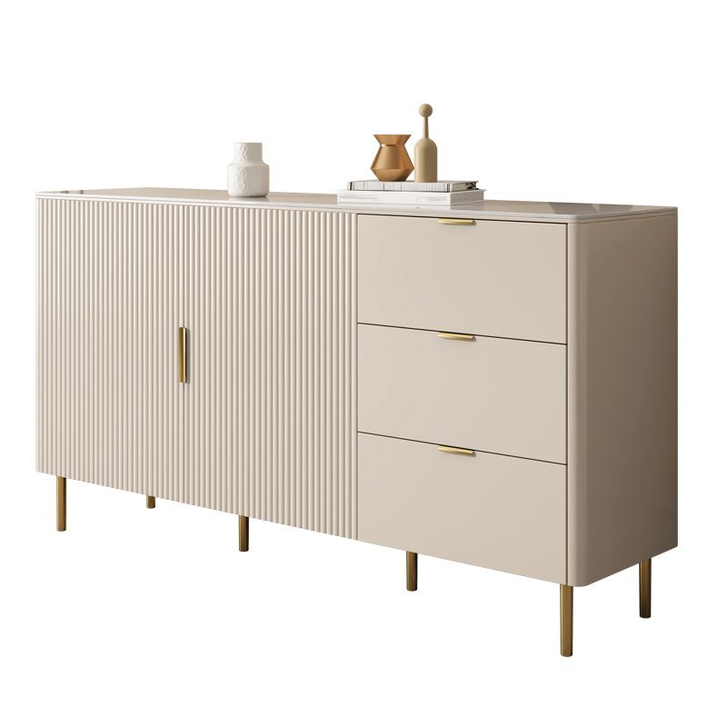 Living Room 3 Drawers Sideboard White Glam Style Buffet Sideboard