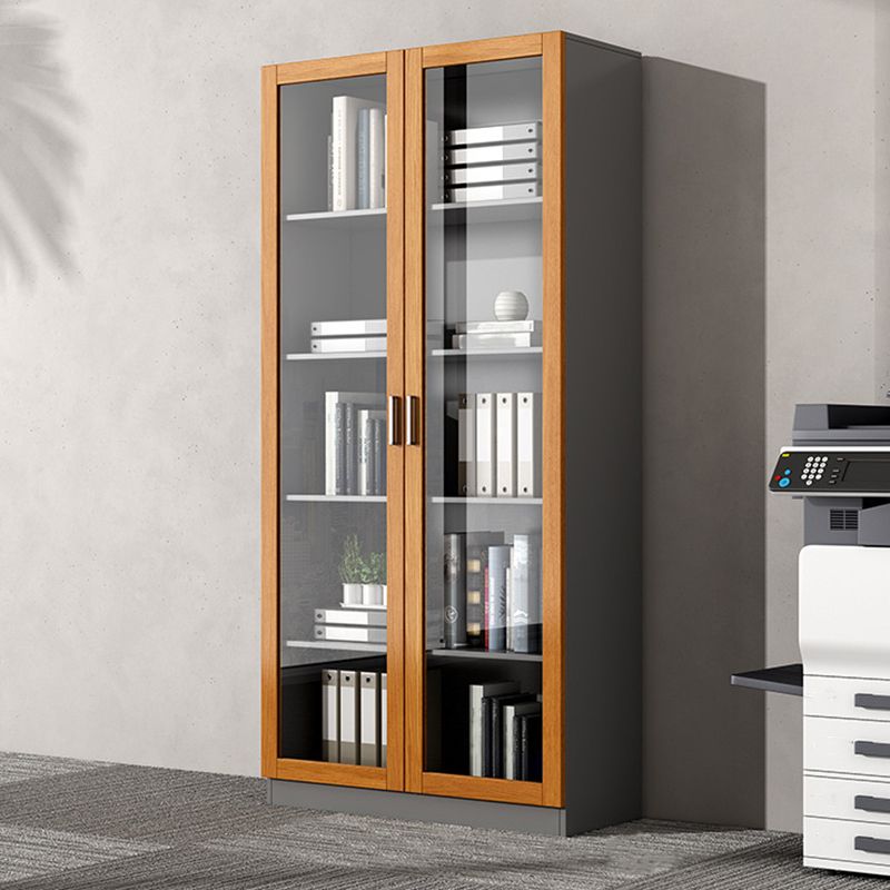 File Cabinet Wood and Glass Vertical Storage Shelves Contemporary File Cabinet