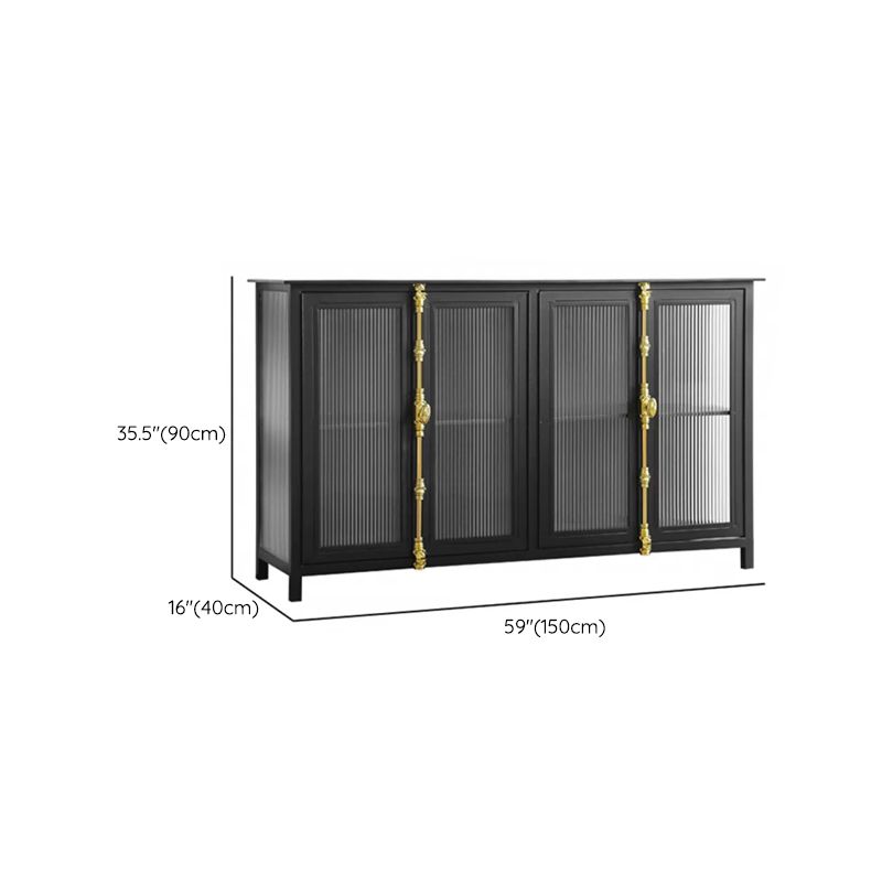 Industrial Glass Doors Curio Cabinet Metal Storage Cabinet with Legs for Living Room