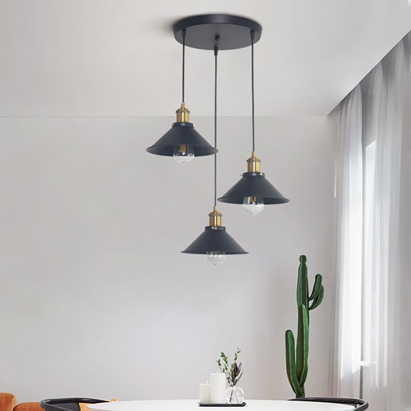 Industrial Conical Pendant Lighting Fixture Metal Suspension Light for Dining Room