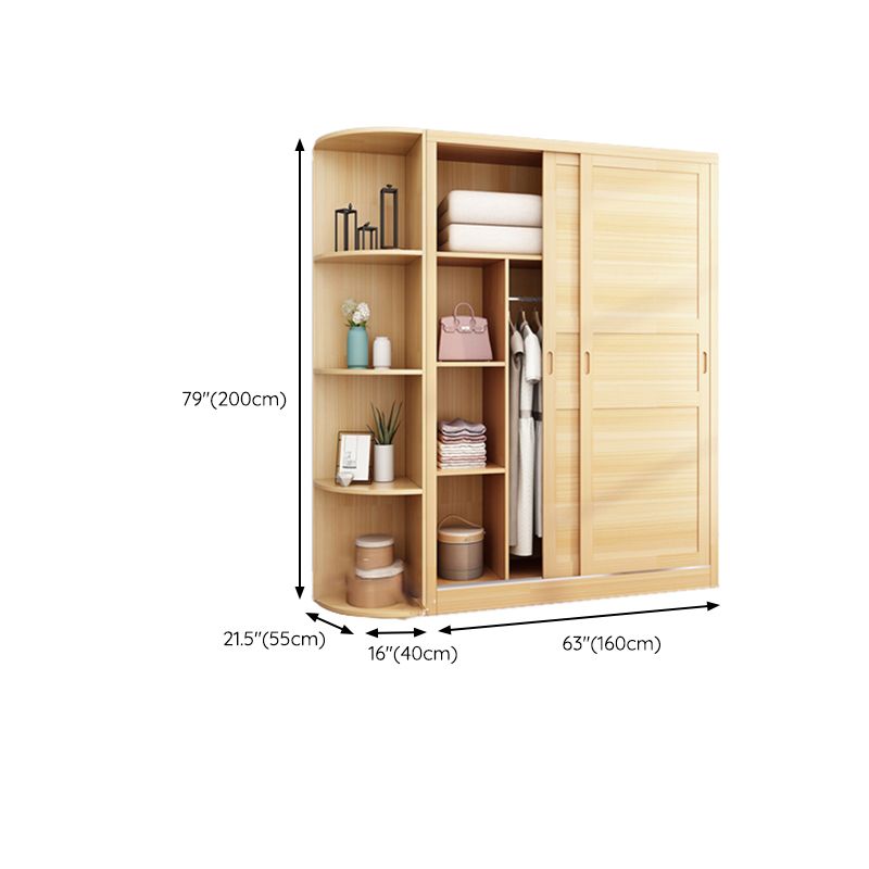 Solid Wood Wardrobe Armoire Contemporary Wardrobe Armoire with Doors