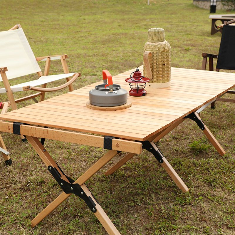 Modern Beech Wood Folding Table Outdoor Removable Camping Table