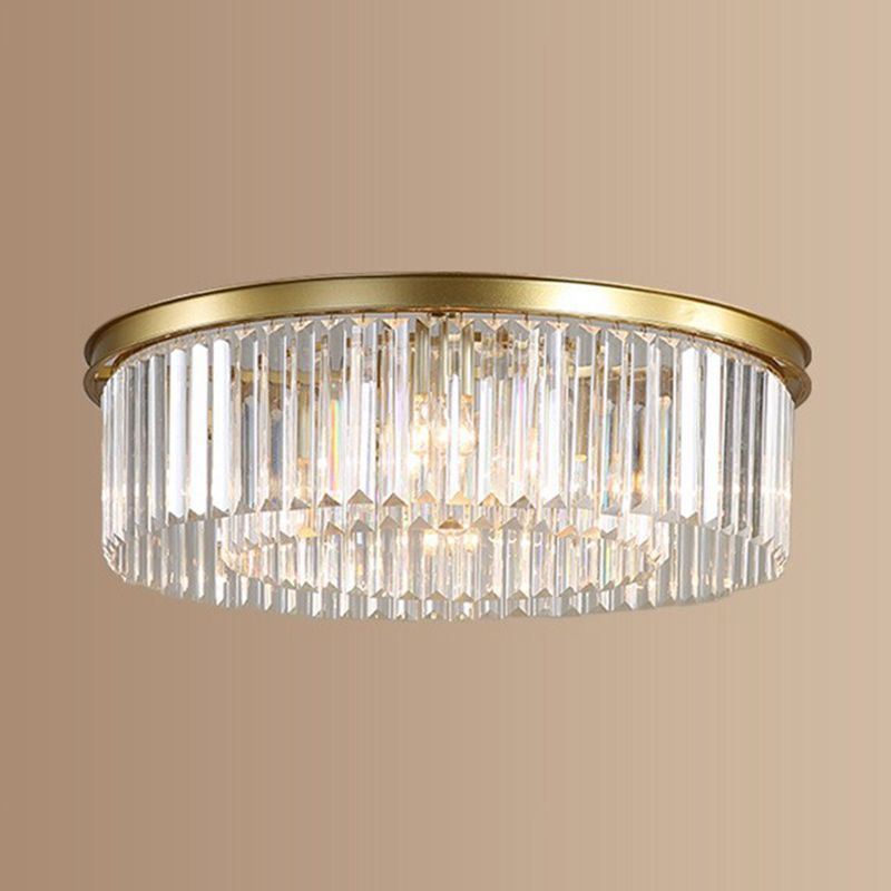 Modern Drum Ceiling Light Crystal Multiple-Light Flush Ceiling Lights