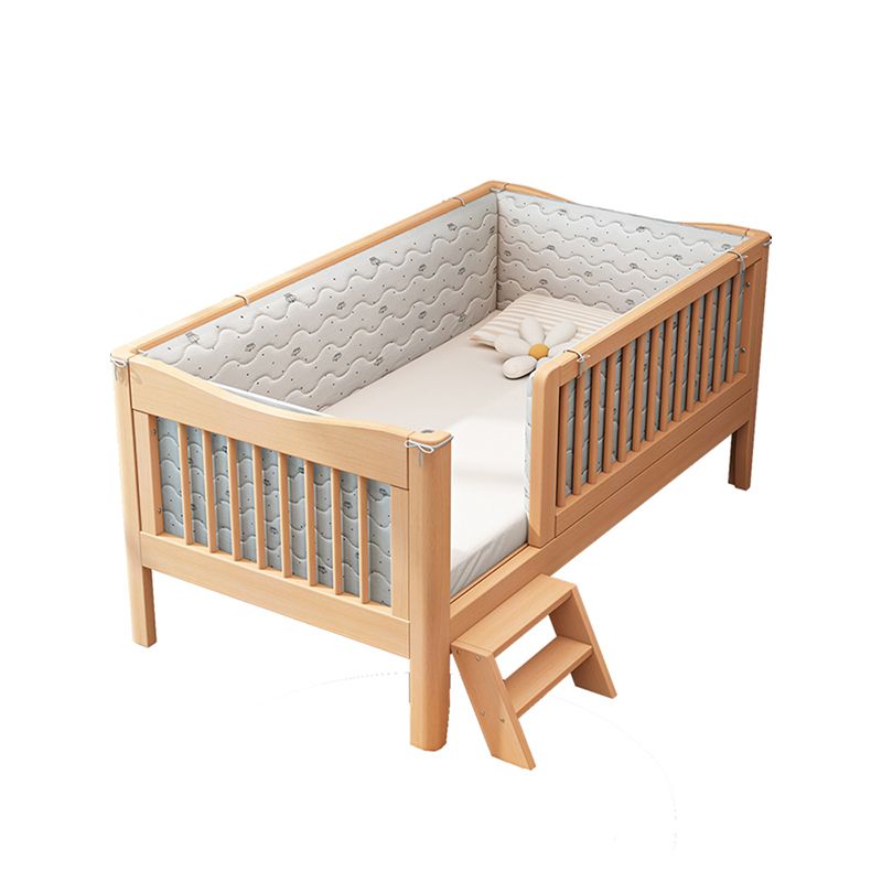 Luxurious Style Solid Wood Nursery Bed in Nature with Guardrail