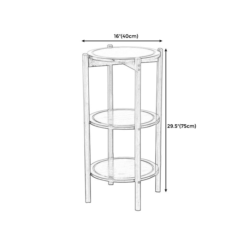 Modern Round Wood Side Table with 4 Legs and Storage for Living Room