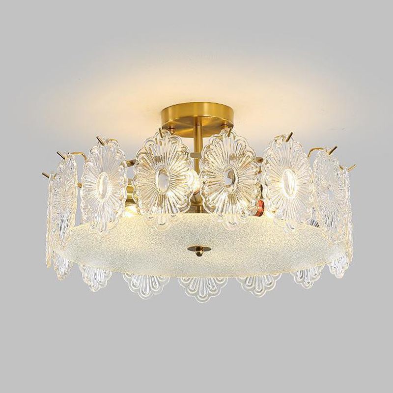 Nordic Style Glass Shade Ceiling Light Household Flush Mount for Bedroom