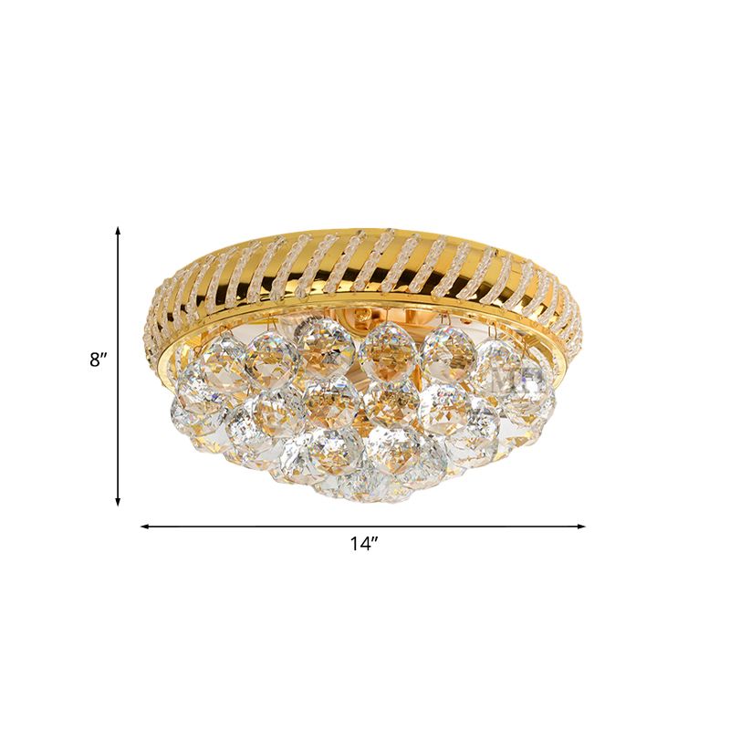 Conic Crystal Ball Flushmount Light Modernst 3/4 Bulbs Bedroom Close to Massimale Lamp in Gold