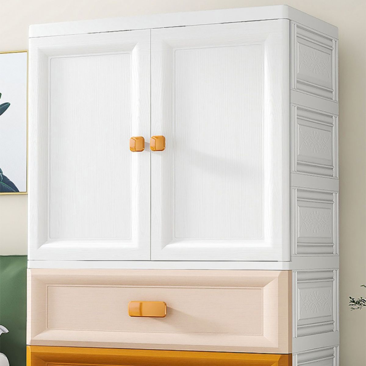 Modern Style Kid's Wardrobe Plastic Door Wardrobe Closet for Bedroom