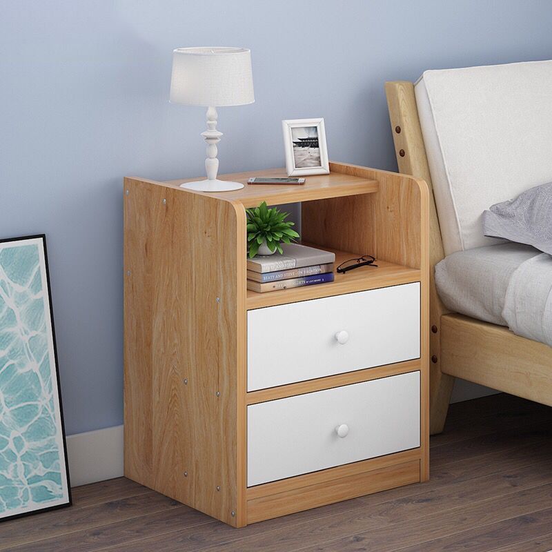 Modern Nightstand Wooden Night Table with Drawers for Bedroom