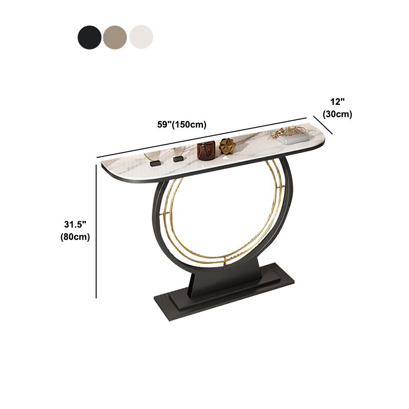 Glam Scratch Resistant Stain Resistant Half Moon Slate Console Table